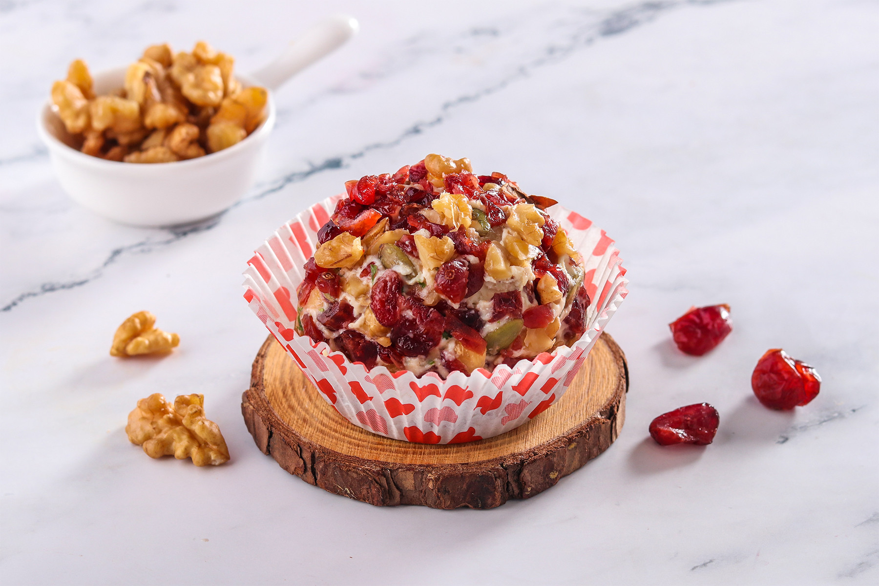 Cranberries and Crunchy Walnuts in our Creamy Cheese