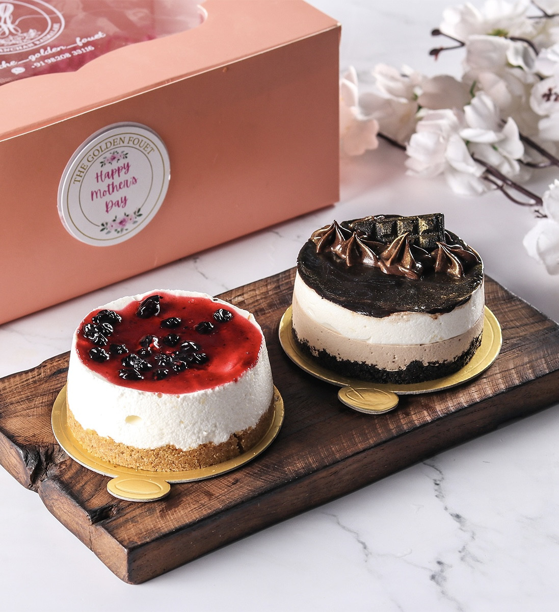 Two Tub Box of Joy (Mini Blueberry Cheesecake & Mini Chocolate Oreo Cheesecake)