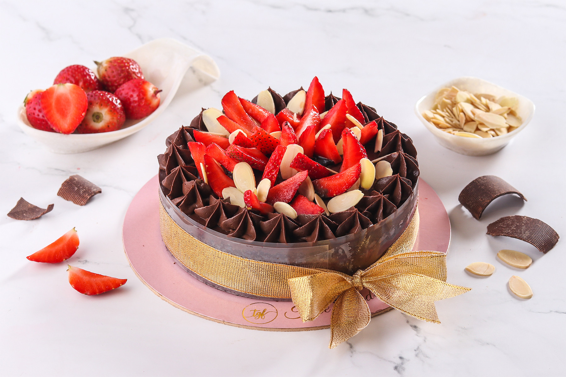 Sugar Free Chocolate Strawberry Roasted Almond Cake