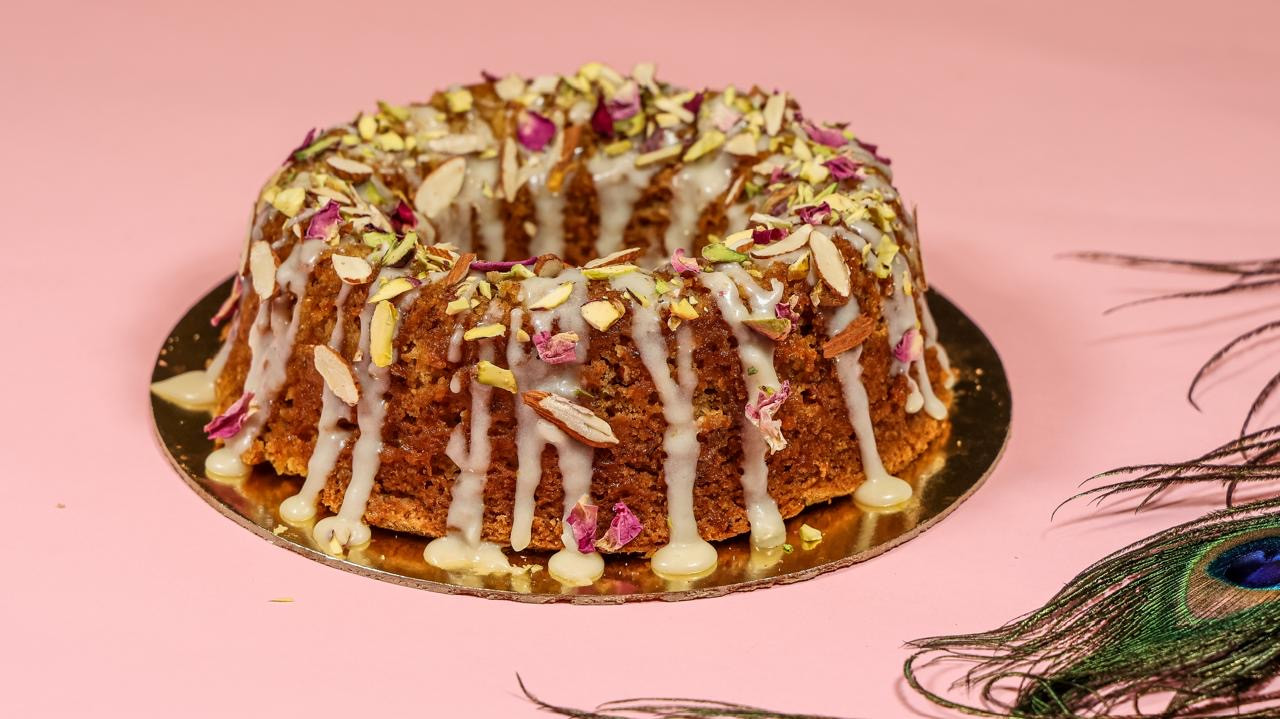 Sugar free Thandai Tea Cake